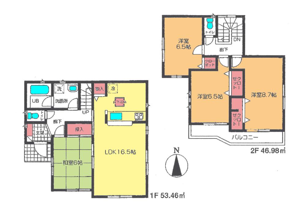 Floor plan. (Building 2), Price 19,800,000 yen, 4LDK, Land area 199.8 sq m , Building area 100.44 sq m
