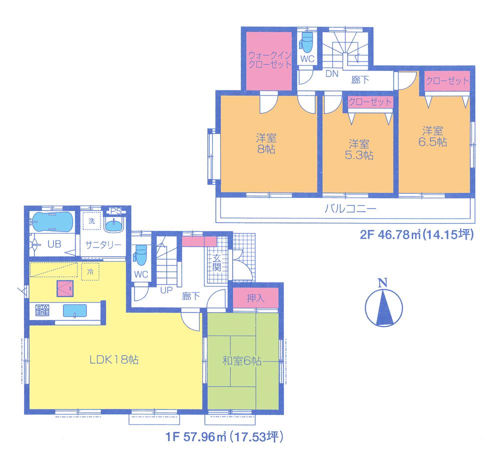 Floor plan. 21,800,000 yen, 4LDK, Land area 180 sq m , Building area 104.74 sq m floor plan