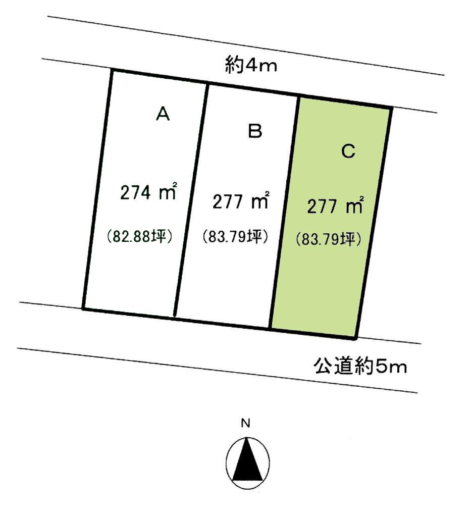 Compartment figure. Land price 4.5 million yen, Land area 277 sq m