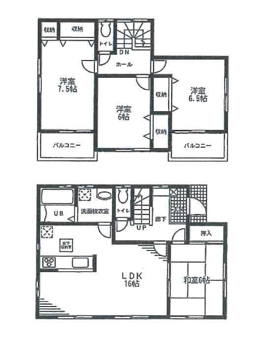 Floor plan. 20.8 million yen, 4LDK, Land area 156.09 sq m , Building area 101.02 sq m