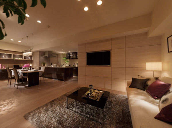 Living.  [living ・ dining] Color ring with kindness and peace, Spread of spacious space, High-quality materials, Comfortable space in which they are fused.
