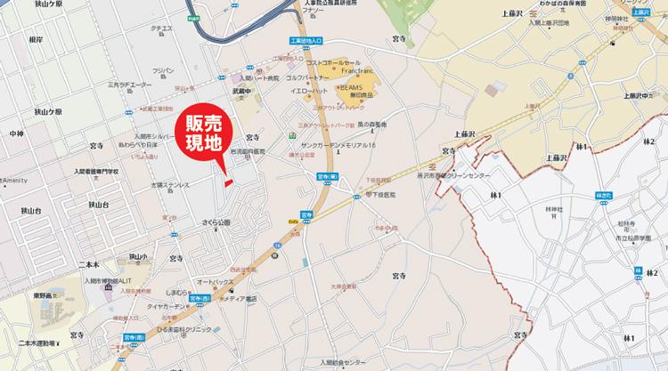 Local guide map. Please come if you use a car navigation system, etc. in the "Iruma Miyadera 4102-118". 