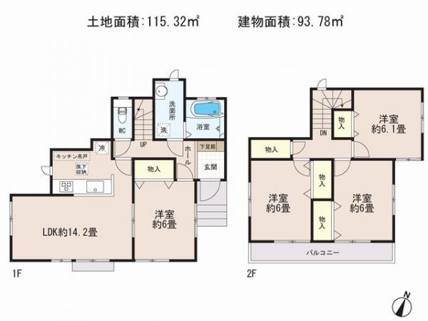 Floor plan. 23.8 million yen, 4LDK, Land area 115.32 sq m , Priority to the present situation is if it is different from the building area 93.78 sq m drawings