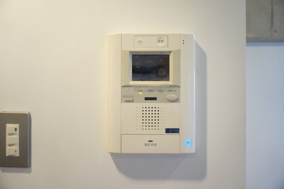 Other Equipment. Glance at a TV monitor with intercom visitor who is found