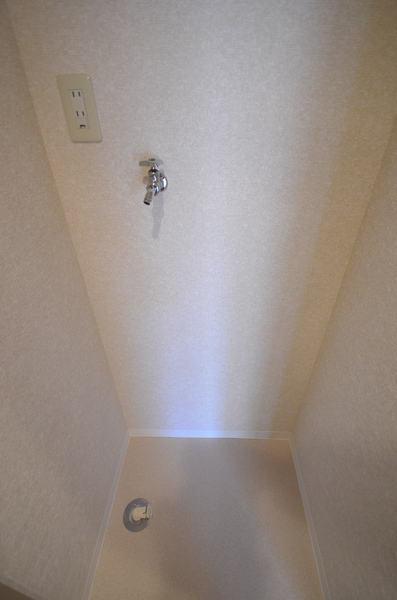 Washroom. Washing machine in the room