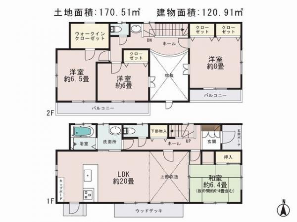 Floor plan. 26,800,000 yen, 4LDK, Land area 170.51 sq m , Building area 120.91 sq m