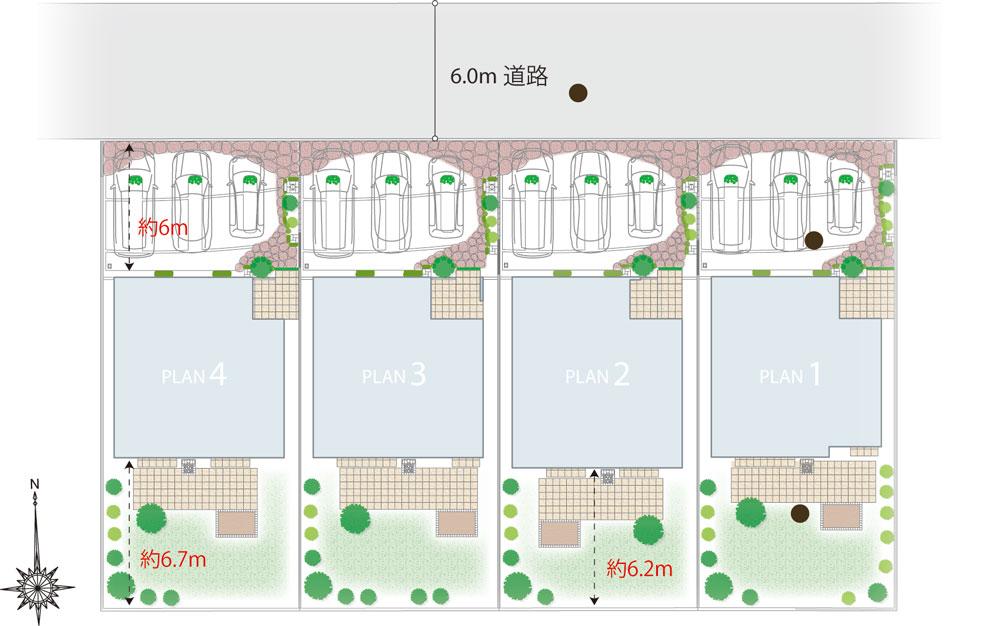 The entire compartment Figure. Airy city block layout which arranged the open space of the depth a lot from north to south. 