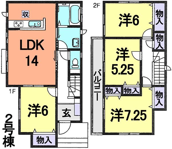 Floor plan. (Building 2), Price 20.8 million yen, 4LDK, Land area 110.54 sq m , Building area 95.22 sq m