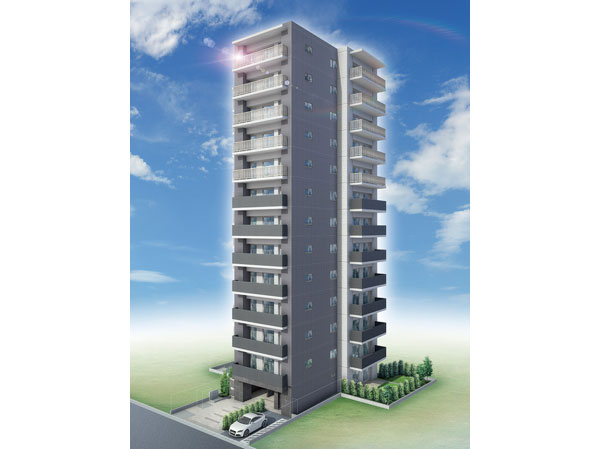 Shared facilities.  [Exterior - Rendering] Form of beauty that stand out standing taking a new wind to evolve with the historic wind. ( ※ Which was raised drawn based on drawing, In fact a slightly different.  ※ Around building, Facilities and the like, we have omitted.  ※ It should be noted, Planting does not indicate the status of a particular season. or, Tree species of planting, About the size has become a undetermined, It does not grow to about Rendering at the time of completion.  ※ Toy, etc. are omitted for clarity)