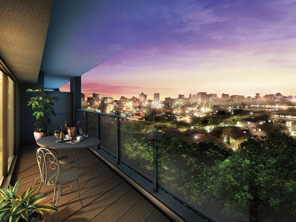 Features of the building.  [View from the balcony] Feel the quiet residential area of ​​the bustle and the surrounding city center of Kawagoe. (Balcony Rendering / Local sixth floor view photos from the corresponding (August 2013 shooting) actual and somewhat different in those subjected to CG processed into. )