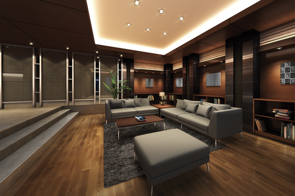 Set up a "library" in the house. You can feel the warmth of the wood, Quiet space / Library Rendering