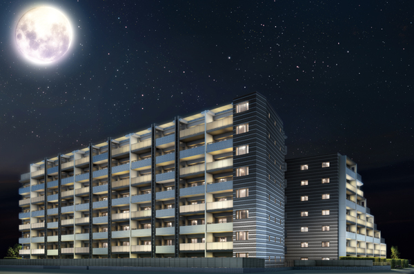 It can become a new symbol Residence of Kawagoe, Horizontal ・ Beautiful exterior design that was perpendicular to the keynote. Volume three buildings structure that is characterized / Exterior - Rendering