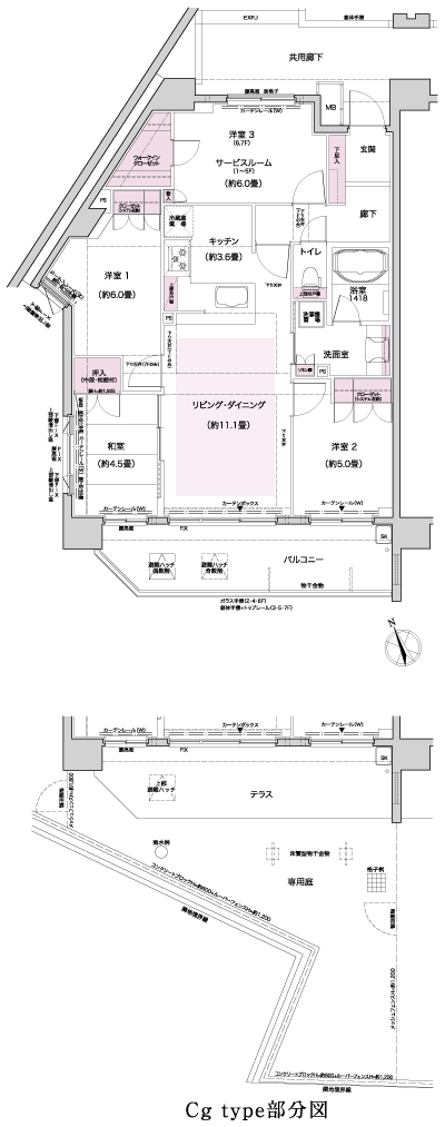 Floor: 3LDK + S, the occupied area: 80.62 sq m