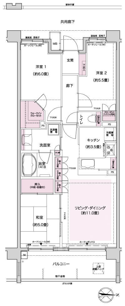 Floor: 3LDK, occupied area: 70.31 sq m