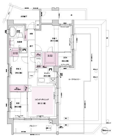 Floor: 3LDK + DEN, the area occupied: 88.6 sq m