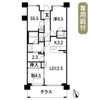 Floor: 2LDK + S + U, the occupied area: 75.56 sq m
