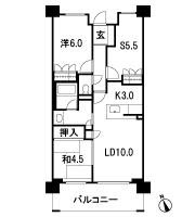 Floor: 2LDK + S, the occupied area: 65.03 sq m