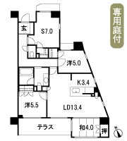 Floor: 3LDK + S, the occupied area: 86.74 sq m