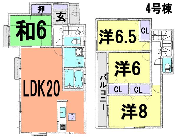 Floor plan. (4 Building), Price 24,800,000 yen, 4LDK, Land area 200.1 sq m , Building area 105.16 sq m