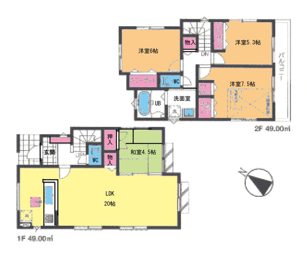 Floor plan. (10 Building), Price 29,800,000 yen, 4LDK, Land area 121.21 sq m , Building area 98 sq m
