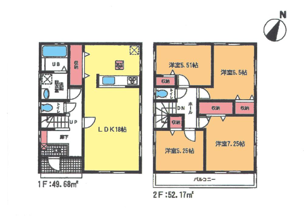 Floor plan. (1 Building), Price 27,800,000 yen, 4LDK, Land area 131.31 sq m , Building area 101.85 sq m