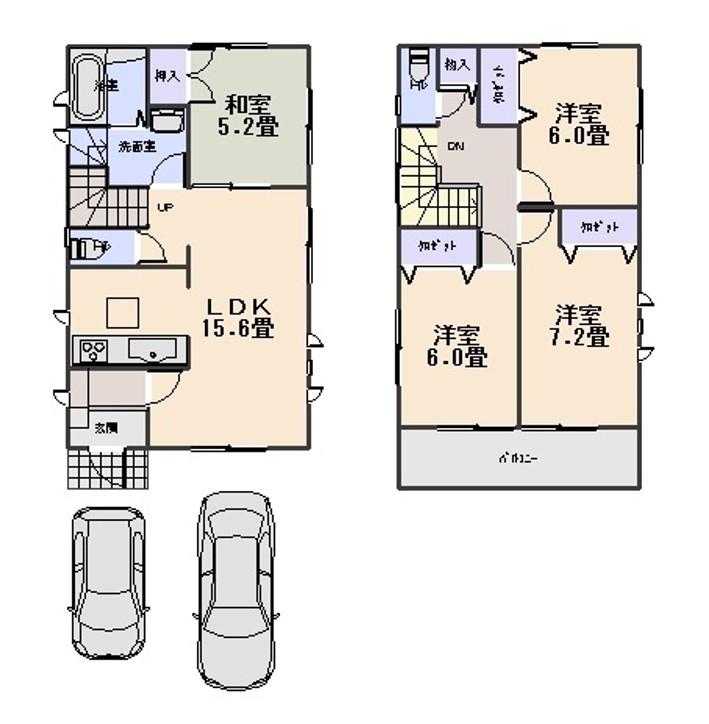 Floor plan. (Building 2), Price 27.3 million yen, 4LDK, Land area 113.07 sq m , Building area 96.88 sq m