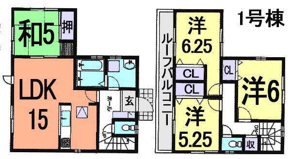 Floor plan. 22,800,000 yen, 4LDK, Land area 99.89 sq m , Building area 91.91 sq m