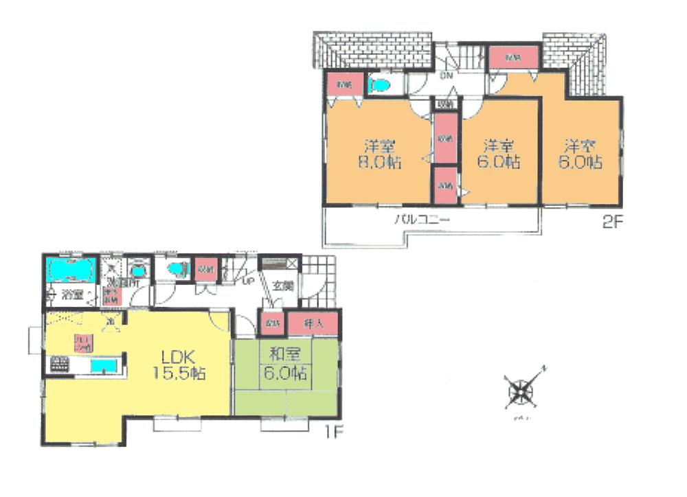 Floor plan. (6 Building), Price 23,300,000 yen, 4LDK, Land area 132.24 sq m , Building area 101.85 sq m
