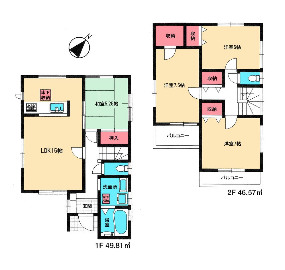 Floor plan. 24,800,000 yen, 4LDK, Land area 120.69 sq m , Building area 96.38 sq m