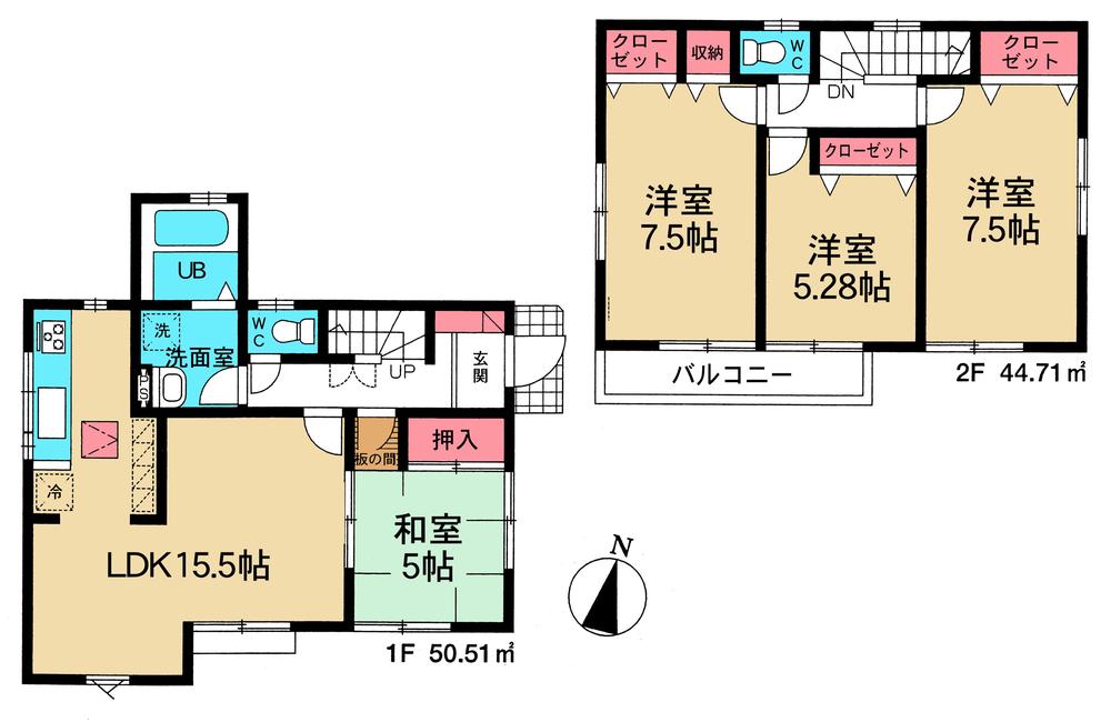 Floor plan. 28,900,000 yen, 4LDK, Land area 95.82 sq m , Building area 95.22 sq m 4 Building