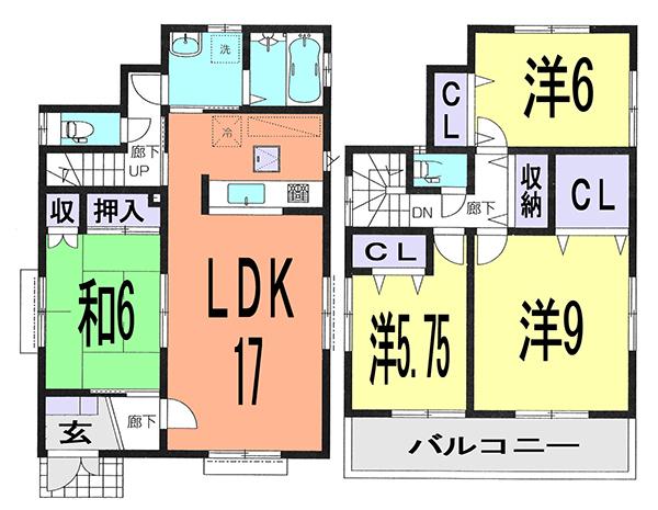 Floor plan. (1 Building), Price 36,800,000 yen, 4LDK, Land area 213.55 sq m , Building area 105.99 sq m
