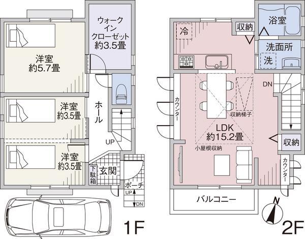 Floor plan. 18.5 million yen, 3LDK+S, Land area 66.26 sq m , Building area 65.8 sq m