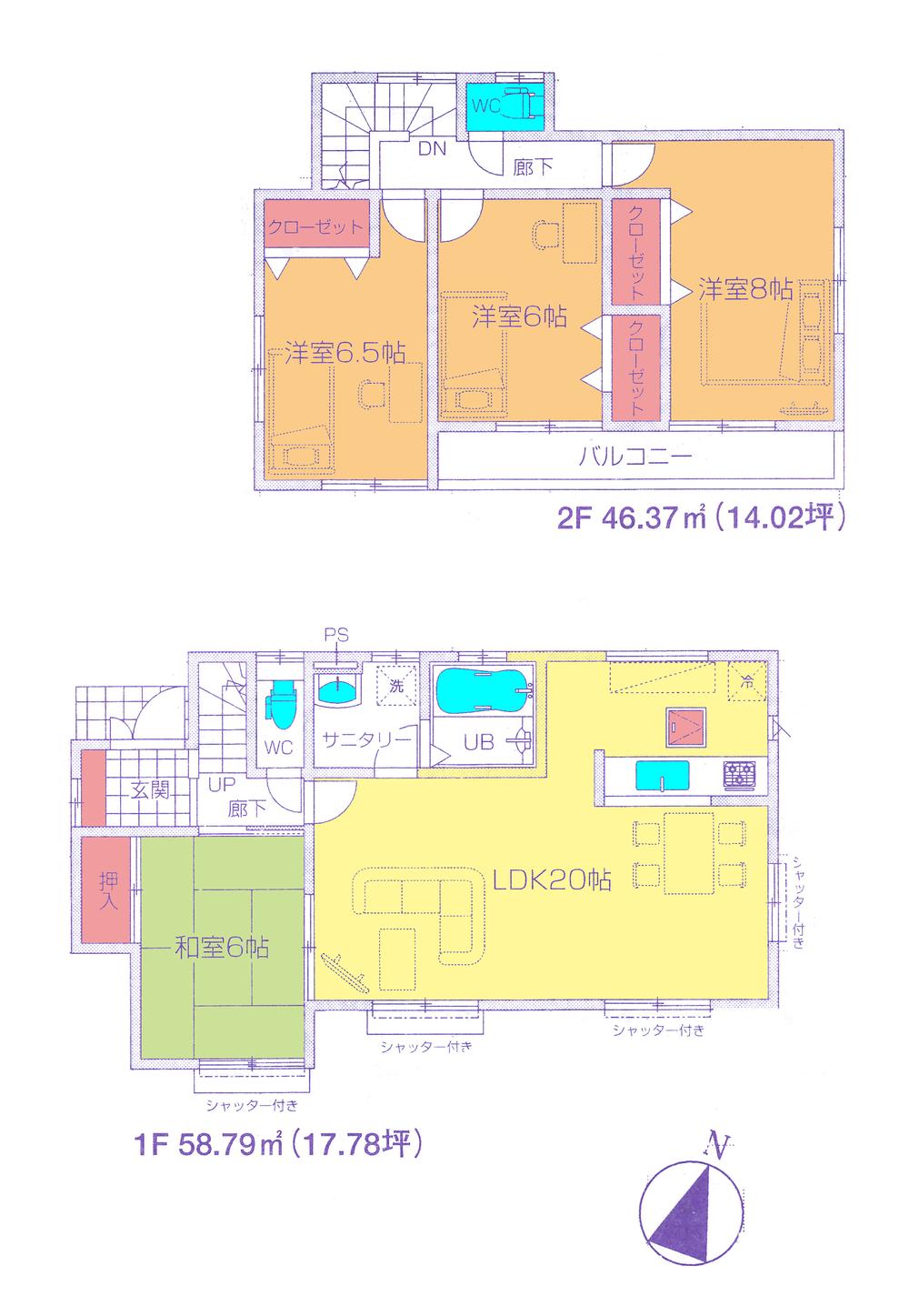Floor plan. (4 Building), Price 24,800,000 yen, 4LDK, Land area 200.1 sq m , Building area 105.16 sq m