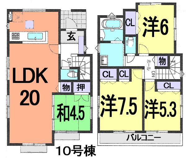 Floor plan. (10 Building), Price 29,800,000 yen, 4LDK, Land area 121.21 sq m , Building area 98 sq m