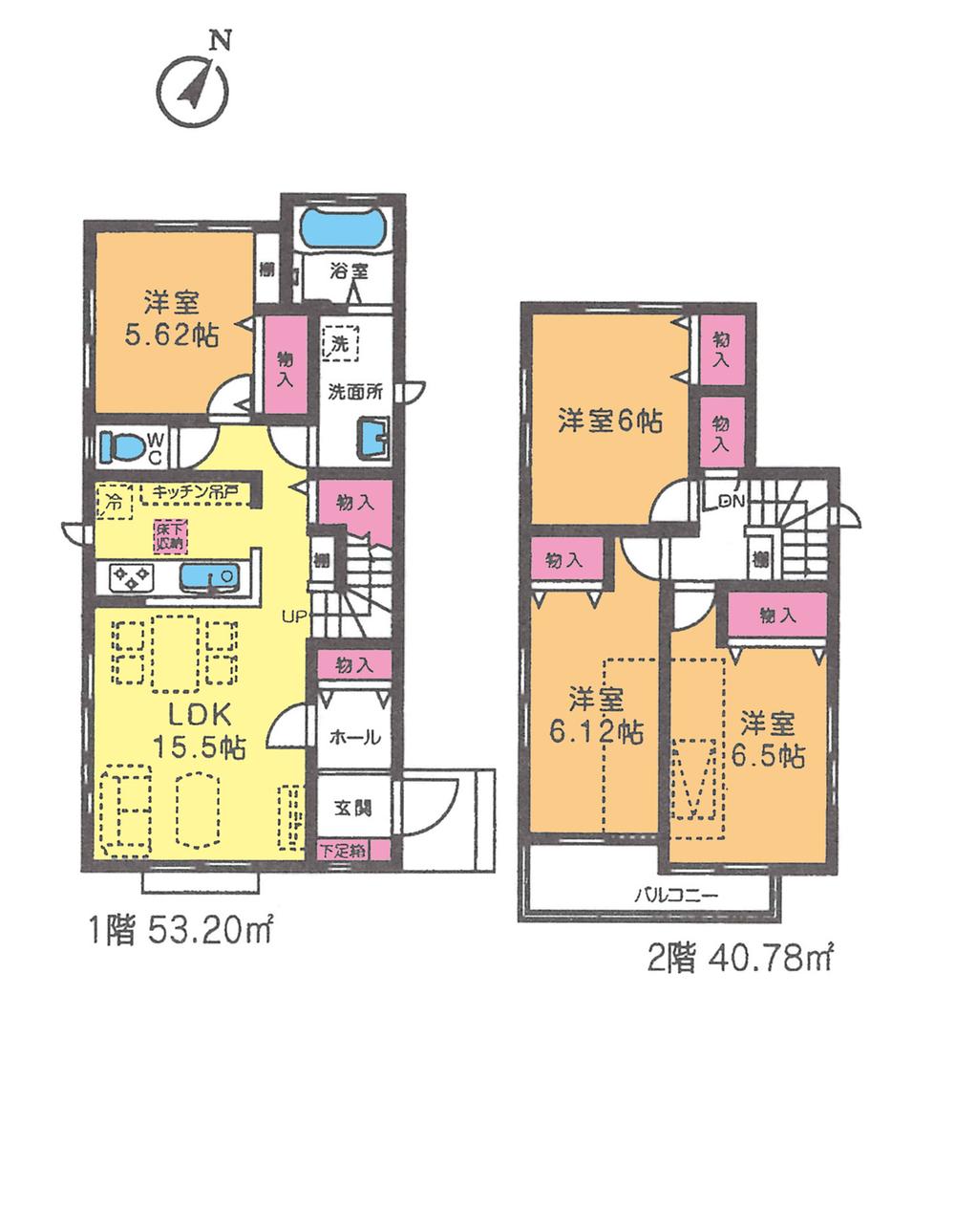 Floor plan. (A Building), Price 27,800,000 yen, 4LDK, Land area 137.02 sq m , Building area 93.98 sq m