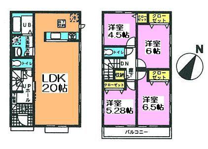 Floor plan. (3 Building), Price 30,300,000 yen, 4LDK, Land area 110.27 sq m , Building area 97.7 sq m