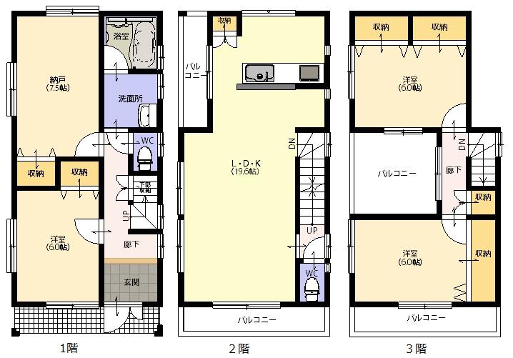 Floor plan. (D Building), Price 37,800,000 yen, 4LDK, Land area 86.74 sq m , Building area 110.12 sq m