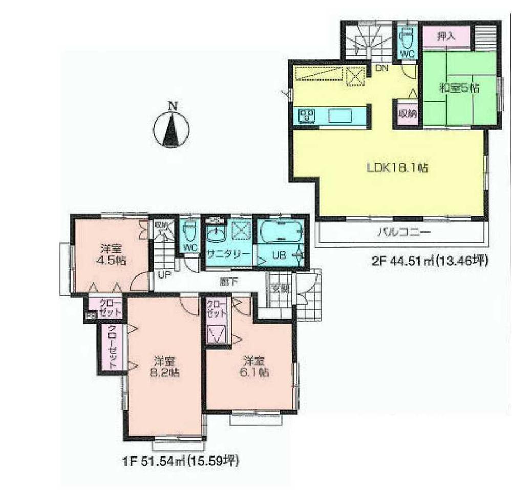 Floor plan. 27,800,000 yen, 4LDK, Land area 111.13 sq m , Building area 96.05 sq m