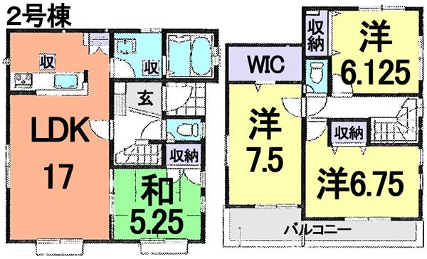 Floor plan. (Building 2), Price 36,900,000 yen, 4LDK, Land area 114.82 sq m , Building area 99.77 sq m