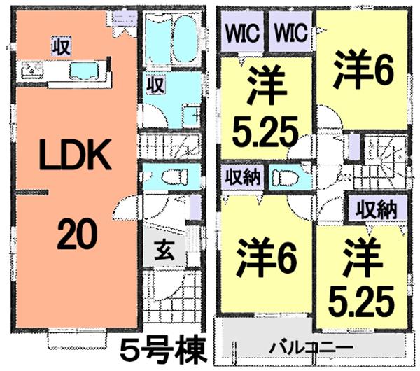 Floor plan. (5 Building), Price 36,900,000 yen, 4LDK, Land area 117.5 sq m , Building area 99.7 sq m