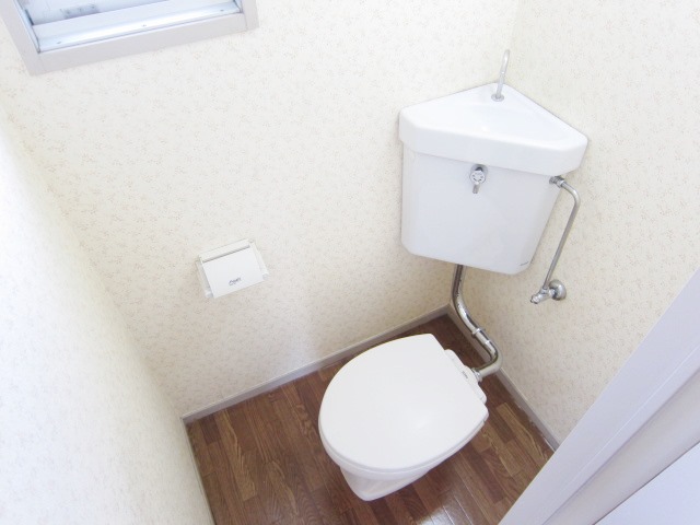 Toilet. There is a small window in the toilet