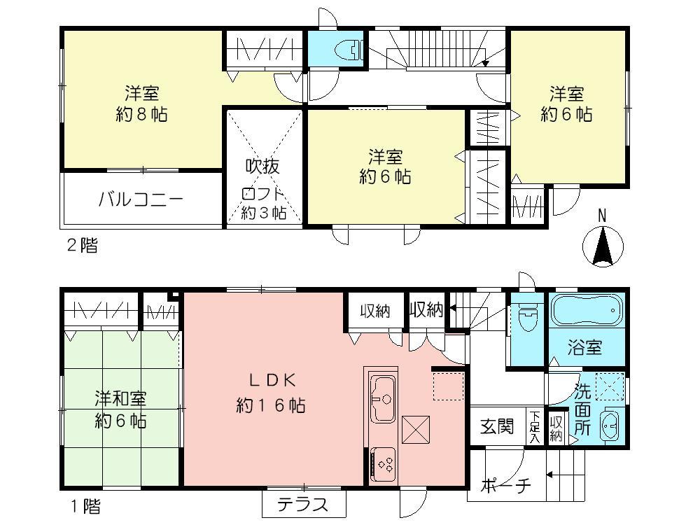 Floor plan. (1 Building), Price 41,800,000 yen, 4LDK, Land area 101.1 sq m , Building area 101.02 sq m