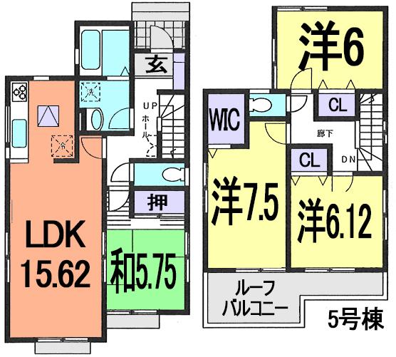 Floor plan. (5 Building), Price 20,300,000 yen, 4LDK, Land area 115.5 sq m , Building area 98.53 sq m