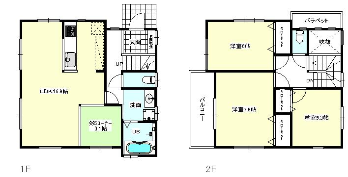 Floor plan. (E-39), Price 29 million yen, 3LDK, Land area 102.47 sq m , Building area 93.36 sq m