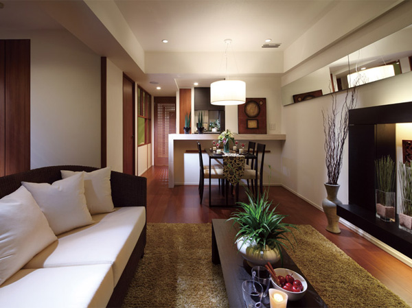 Living.  [living ・ dining] Living at the heart of the family of communication ・ dining. The family gather gatherings, It invites to moments of cheerful rest. (Model Room A type ・ Select 1 / Free of charge ・ Application deadline Yes)