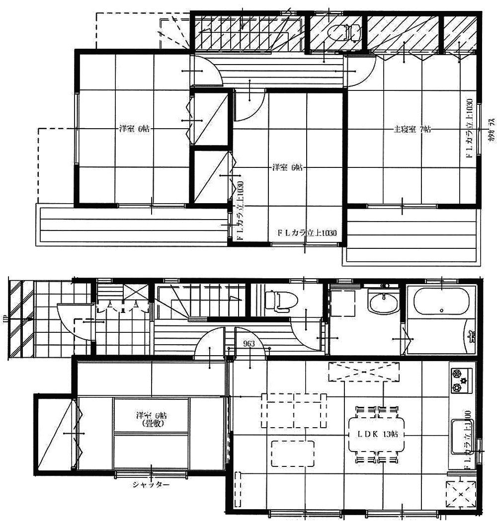 Floor plan. Maruya until Sashima shop 1094m