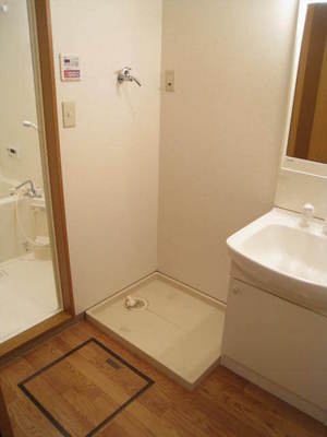 Washroom. Washing machine in the room of waterproof bread with