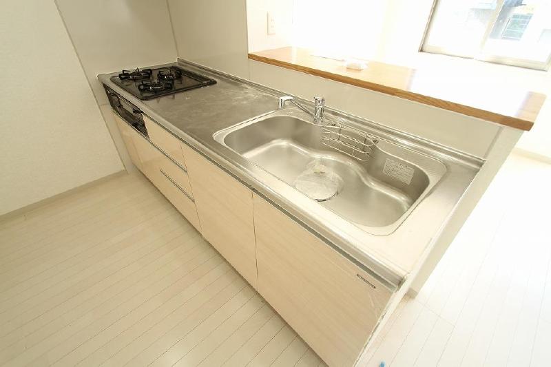 Kitchen. System kitchen with a three-necked grill Sink also spacious