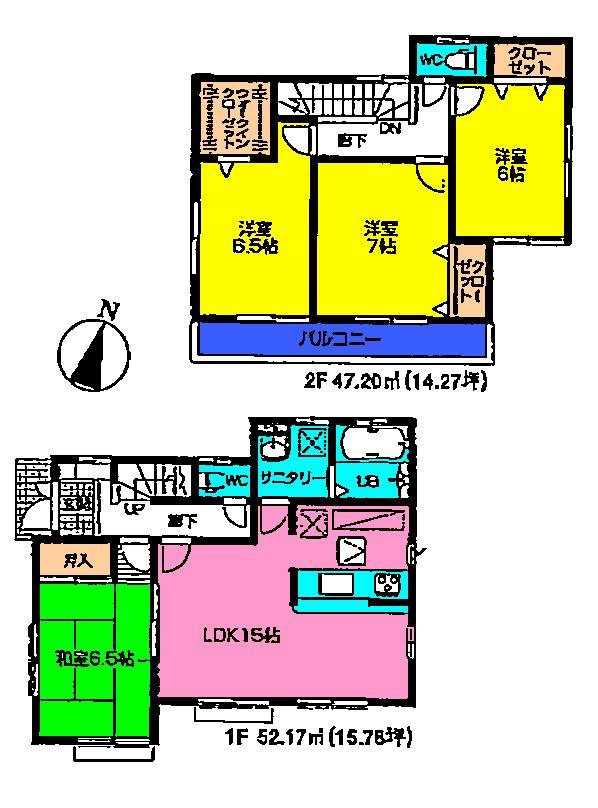 Floor plan. (3 Building), Price 25,800,000 yen, 4LDK, Land area 163.63 sq m , Building area 99.37 sq m