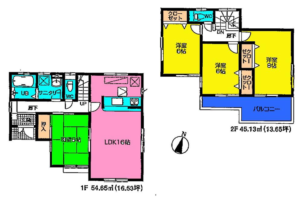Floor plan. (6 Building), Price 26,800,000 yen, 4LDK, Land area 110.1 sq m , Building area 99.78 sq m